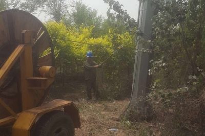 10千伏棗康工535線路導線更換施工現(xiàn)場