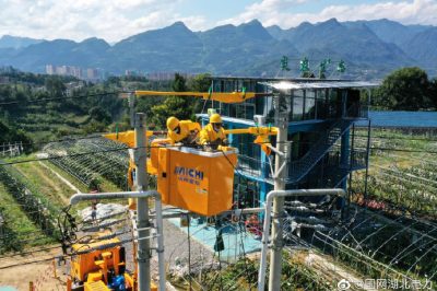 鷂子坪8組變臺增容的變壓器進行帶電搭火作業(yè)